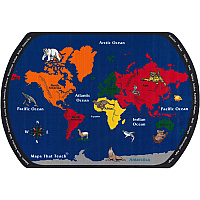 Flagship Carpets Maps That Teach Global Rug 108" Length x 72" Width - Multicolor - Nylon - 1 Each (FE12234A)
