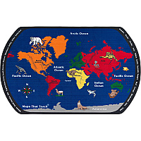Flagship Carpets Maps That Teach Global Rug 12 ft Length x 90" Width - Multicolor - Nylon - 1 Each (FE12244A)