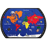Flagship Carpets Maps That Teach Global Rug 13.16 ft Length x 10.75 ft Width - Multicolor - Nylon - 1 Each (FE12258A)