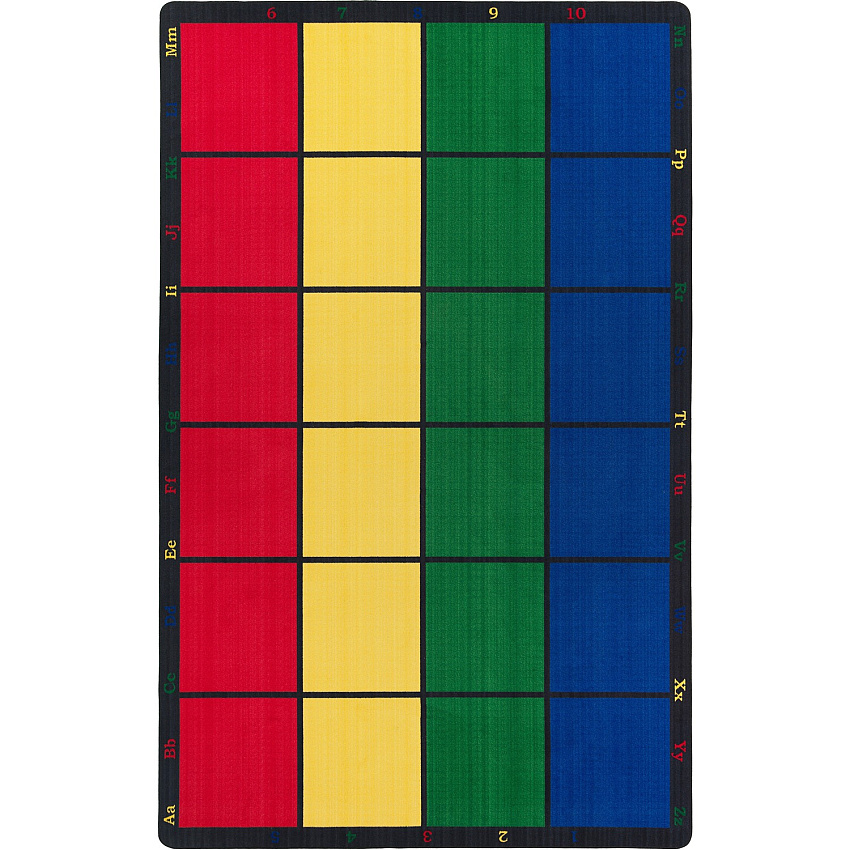 Flagship Carpets Learning Grid Seating Rug Floor Rug - 99.96" Length x 69" Width - Multicolor - Nylon - 1 Each (FE12632A)