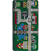 Flagship Carpets Places To Go Activity Rug 108" Length x 72" Width - Rectangle - Multicolor - Nylon - 1 Each (FE15134A)
