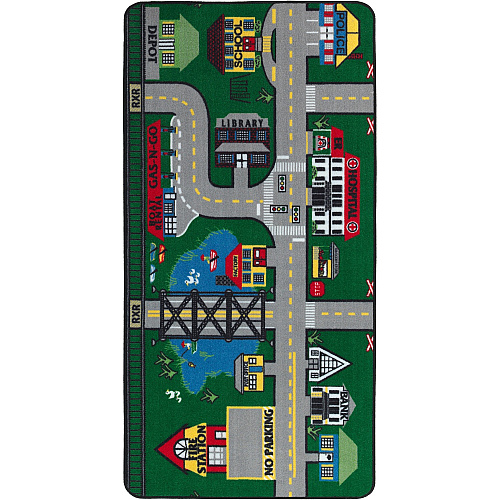 Flagship Carpets Places To Go Activity Rug 108" Length x 72" Width - Rectangle - Multicolor - Nylon - 1 Each (FE15134A)