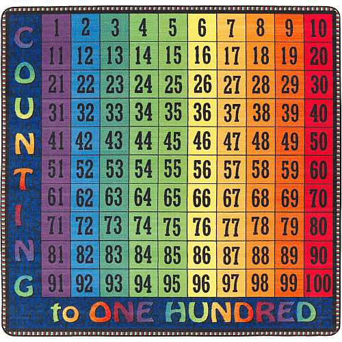 Flagship Carpets Counting To One Hundred Rug 72" Length x 72" Width - Square - Multicolor - Nylon - 1 Each (FE22226A)