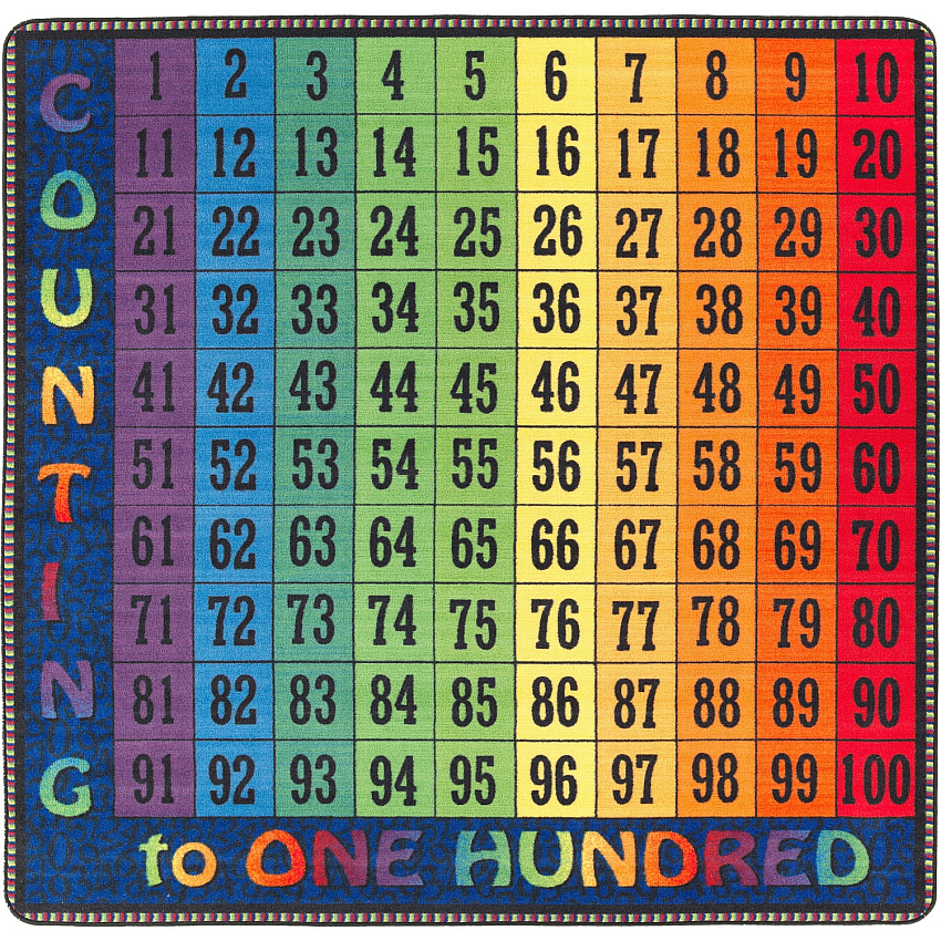 Flagship Carpets Counting To One Hundred Rug 72" Length x 72" Width - Square - Multicolor - Nylon - 1 Each (FE22226A)