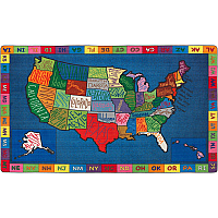 Flagship Carpets My America Doodle Map Rug 99.96" Length x 72" Width - Multicolor - Nylon - 1 Each (FE26232A)