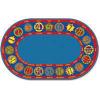 Flagship Carpets Number Circles Bilingual Rug 99.96" Length x 72" Width - Circle - Multicolor - Nylon - 1 Each (FE29633A)
