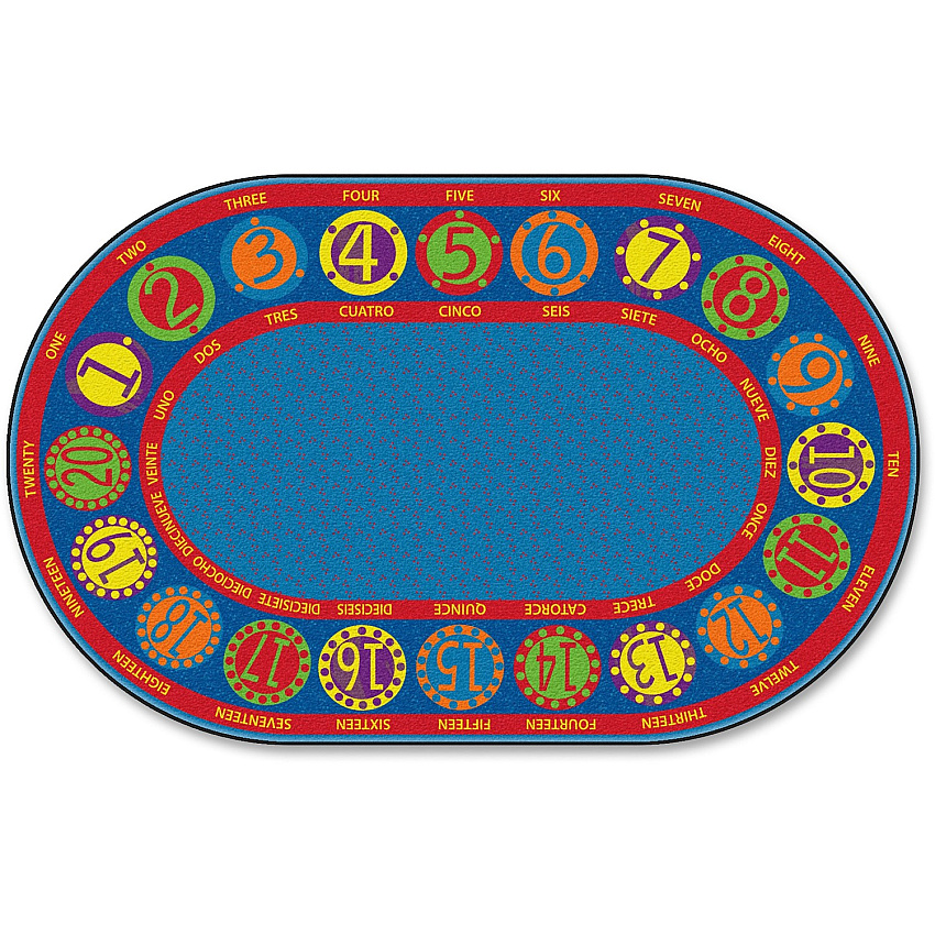 Flagship Carpets Number Circles Bilingual Rug 12 ft Length x 90" Width - Circle - Multicolor - Nylon - 1 Each (FE29645A)
