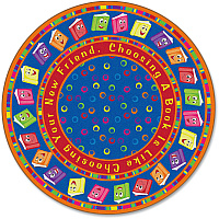 Flagship Carpets Bright CircleTime Books Round Rug 12 ft Diameter - Circle - Multicolor - 1 Each (FE33870A)