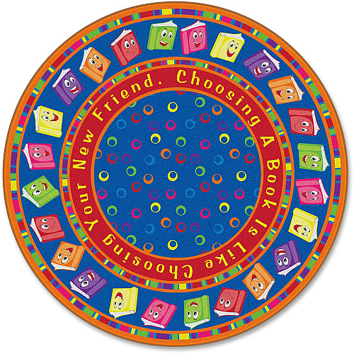 Flagship Carpets Bright CircleTime Books Round Rug 72" Diameter - Circle - Multicolor - 1 Each (FE33885A)