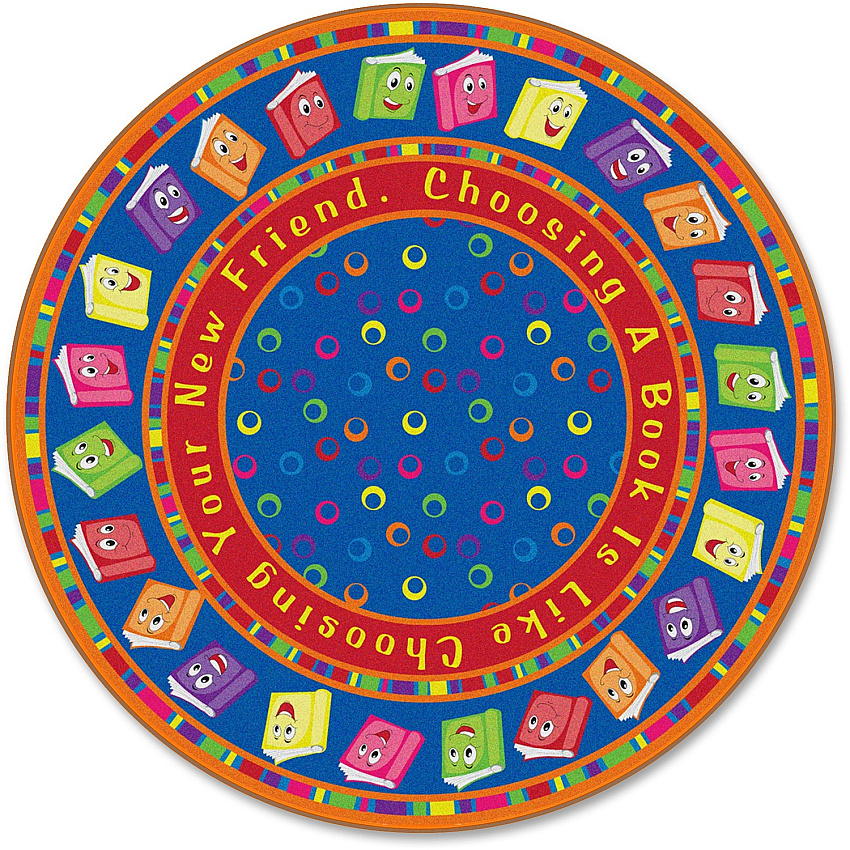 Flagship Carpets Bright CircleTime Books Round Rug 72" Diameter - Circle - Multicolor - 1 Each (FE33885A)