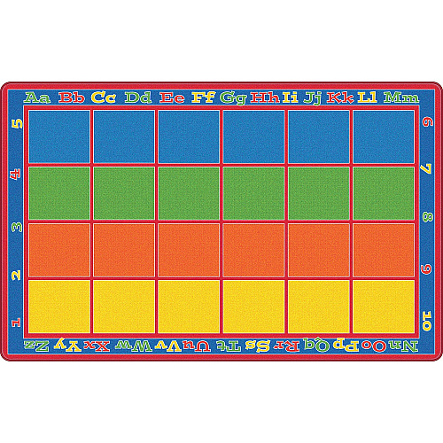 Flagship Carpets Primary Colors Square Grids Rug 12 ft Length x 90" Width - Multicolor - 1 Each (FE34444A)