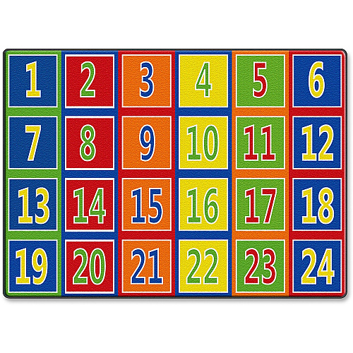 Flagship Carpets Fun 123s Color Square Rows Rug 99.96" Length x 72" Width - Multicolor - 1 Each (FE37632A)
