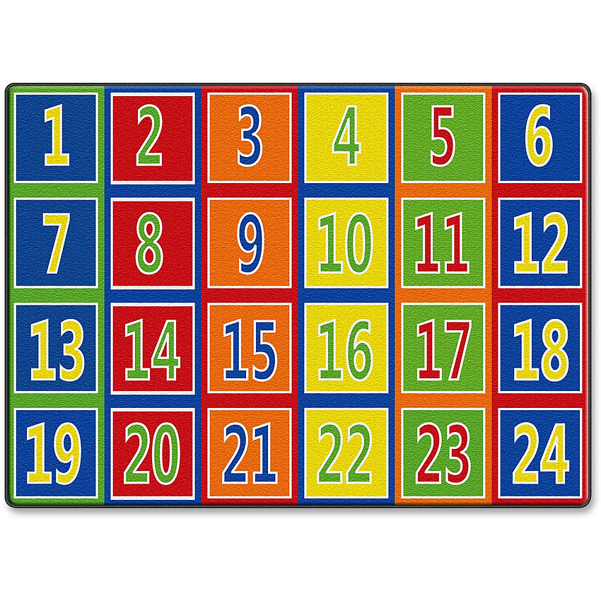 Flagship Carpets Fun 123s Color Square Rows Rug 99.96" Length x 72" Width - Multicolor - 1 Each (FE37632A)