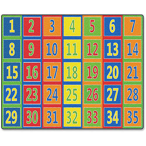 Flagship Carpets Fun 123s Color Square Rows Rug 12 ft Length x 90" Width - Multicolor - 1 Each (FE37644A)