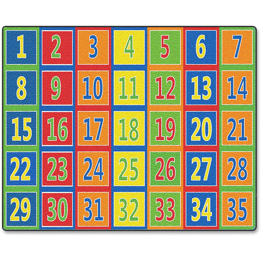 Flagship Carpets Fun 123s Color Square Rows Rug 12 ft Length x 90" Width - Multicolor - 1 Each (FE37644A)