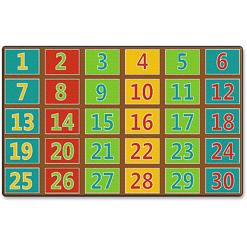 Flagship Carpets Fun 123s Color Square Rows Rug 12 ft Length x 90" Width - Multicolor - 1 Each (FE37744A)