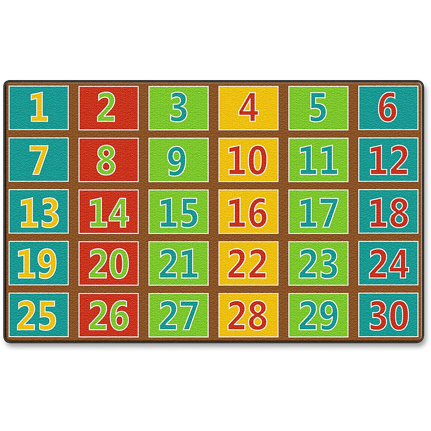 Flagship Carpets Fun 123s Color Square Rows Rug 12 ft Length x 90" Width - Multicolor - 1 Each (FE37744A)