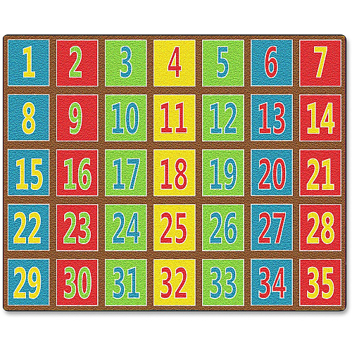 Flagship Carpets Fun 123s Color Square Rows Rug 13.16 ft Length x 10.75 ft Width - Multicolor - 1 Each (FE37758A)