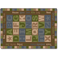 Flagship Carpets ABC Tranquility Alphabet Rug 99.60" Length x 69.60" Width - Multicolor - Nylon - 1 Each (FM16732A)