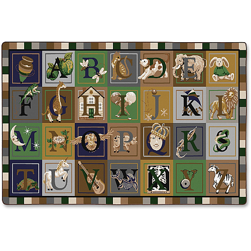 Flagship Carpets Tranquility Colors ABC Blocks Rug 99.60" Length x 69.60" Width - Multicolor - Nylon - 1 Each (FM17332A)