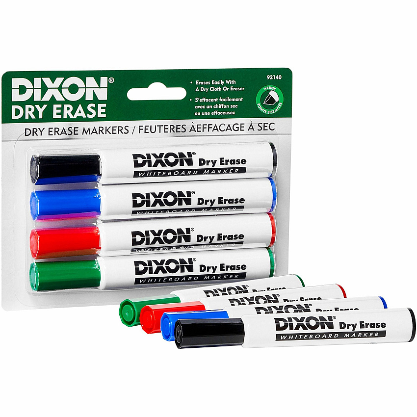 Ticonderoga Dry Erase Markers Broad, Fine Marker Point - Chisel Marker Point Style - Assorted - 4 / Pack (92140)