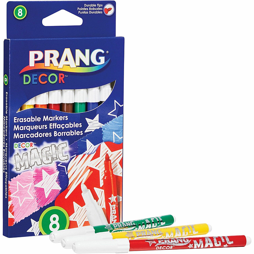 Prang Decor Magic Erasable Markers Assorted Water Based Ink - 8 / Set (74108)