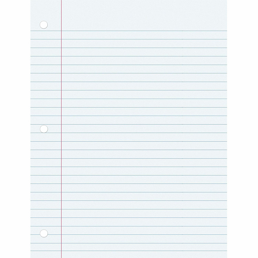 Pacon Wide Ruled Filler Paper 100 Sheets - Wide Ruled Front Ruling - 0.38" Ruled - Red Margin - 3 Hole(s) - 8" x 10 1/2" Sheet Size - White Paper - Smooth, Punched - 100 / Pack (MMK09201)