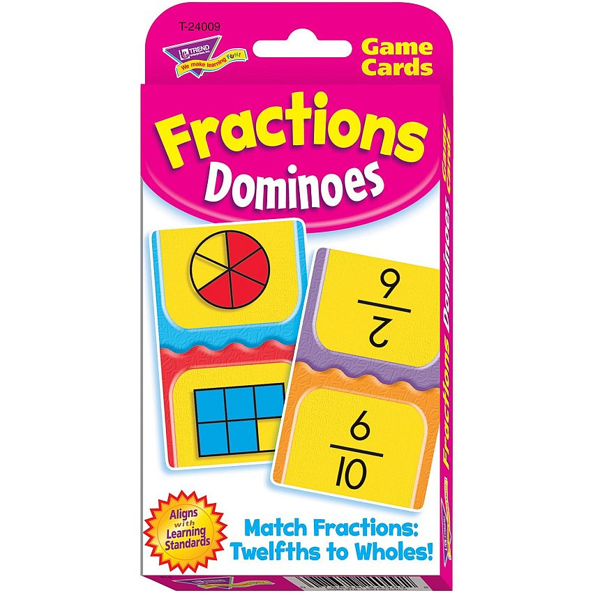Trend Fractions Dominoes Challenge Cards Game Theme/Subject: Learning - Skill Learning: Fraction - 56 Pieces - 9+ - 56 / Pack (24009)