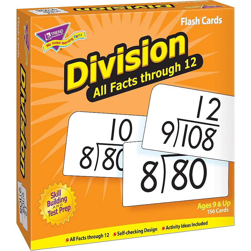 Trend Division all facts through 12 Flash Cards Theme/Subject: Learning - Skill Learning: Division - 156 Pieces - 9+ - 156 / Box (53204)