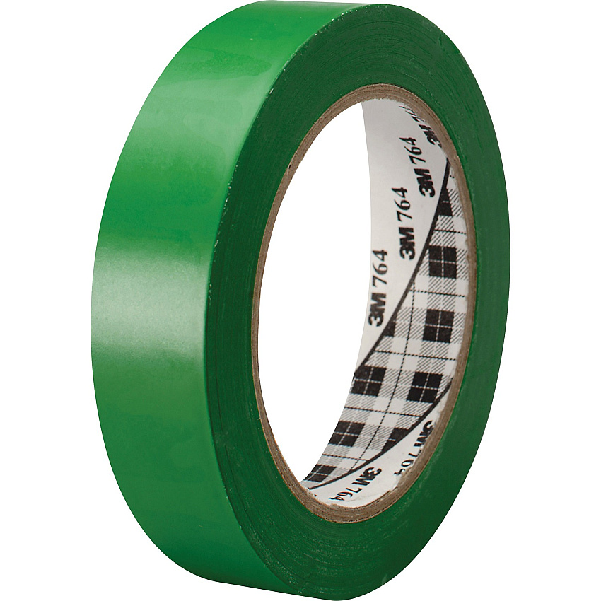 3M General-Purpose Vinyl Tape 764 36 yd Length x 1" Width x 5 mil Thickness - Green - Rubber - 4 mil - Polyvinyl Chloride (PVC) Backing - 1 Roll (764136GRN)