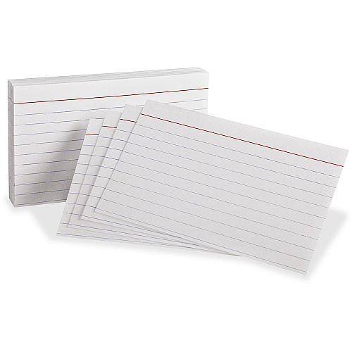 Oxford Red Margin Ruled Index Cards Front Ruling Surface - Ruled Front Ruling - 3" x 5" Sheet Size - White Paper - 300 / Pack (10022)