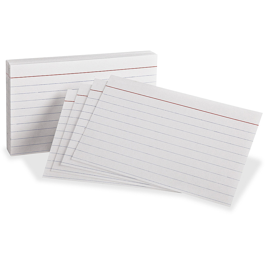 Oxford Red Margin Ruled Index Cards Front Ruling Surface - Ruled Front Ruling - 3" x 5" Sheet Size - White Paper - 300 / Pack (10022)