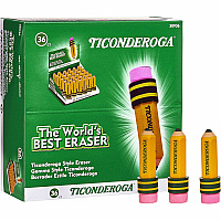 Ticonderoga Pencil-Shaped Erasers Yellow - Pencil - 36 / Box - Latex-free, Smudge-free, Non-toxic (38936)