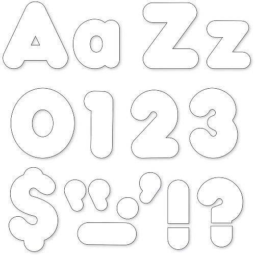 Trend White 4" Casual Ready Letters Combo Pack Learning Theme/Subject - 50 x Uppercase Letters, 82 x Lowercase Letters, 20 x Numbers, 30 x Punctuation Marks Shape - Reusable, Easy to Use, Fade Resistant, Durable - 4" Height x 8" Length - White - 1 (79905)