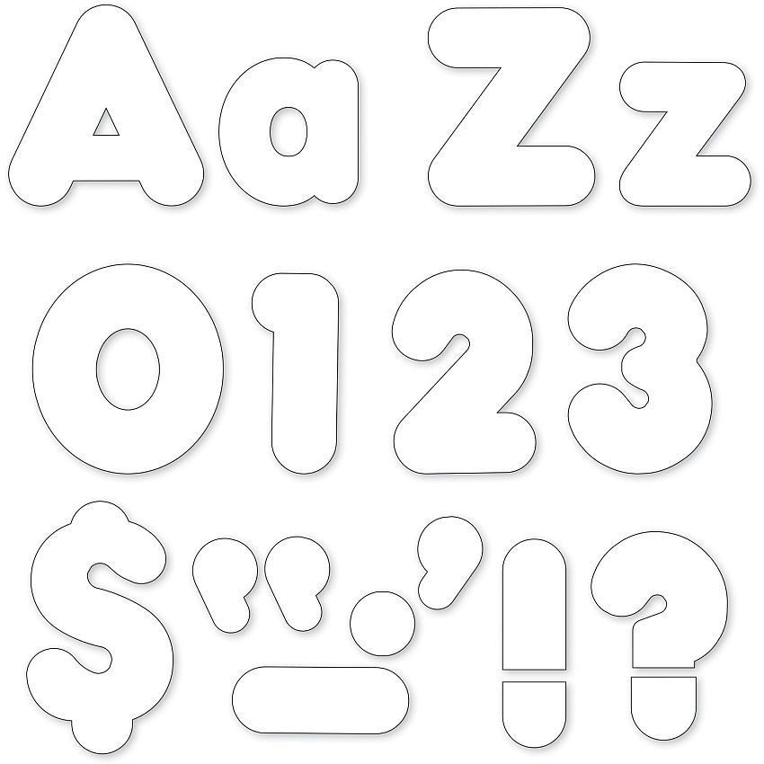 Trend White 4" Casual Ready Letters Combo Pack Learning Theme/Subject - 50 x Uppercase Letters, 82 x Lowercase Letters, 20 x Numbers, 30 x Punctuation Marks Shape - Reusable, Easy to Use, Fade Resistant, Durable - 4" Height x 8" Length - White - 1 (79905)