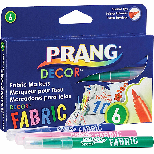 Prang Decor Fabric Markers Brush Marker Point - Assorted Ink - 6 / Set (74106)