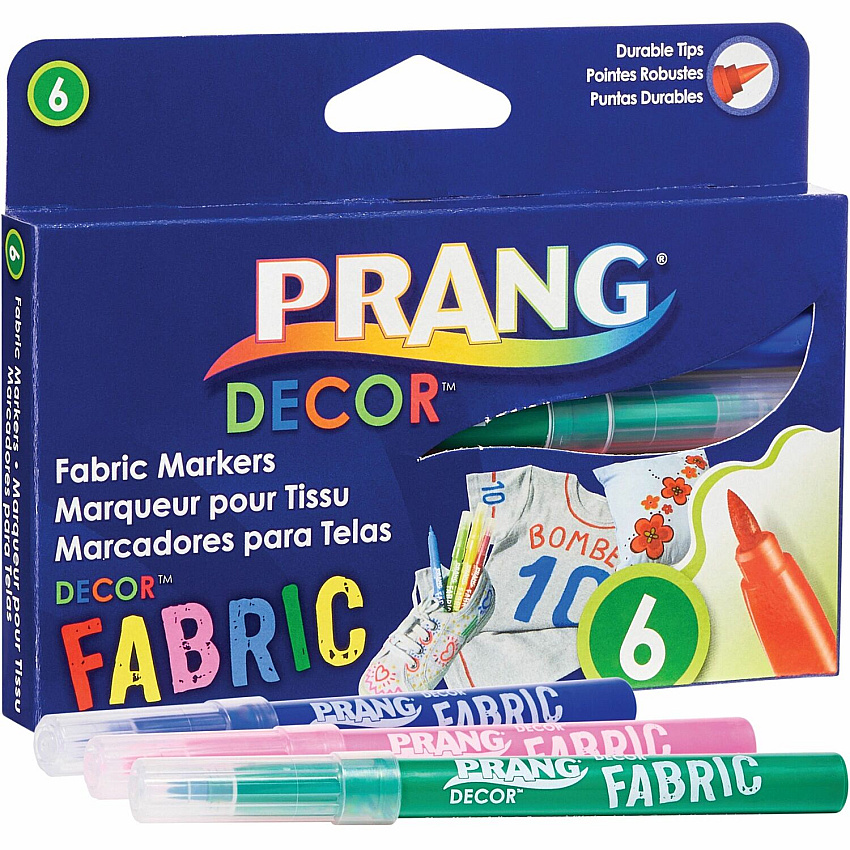 Prang Decor Fabric Markers Brush Marker Point - Assorted Ink - 6 / Set (74106)