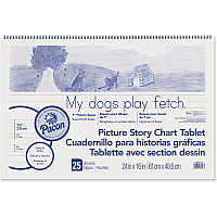 Pacon Ruled Picture Story Chart Tablet 25 Sheets - Spiral Bound - Both Side Ruling Surface - Ruled Front Ruling - 1.50" Ruled - 7" Picture Story Space - 24" x 16" Sheet Size - White Paper - Punched - Recycled - 1 Each (MMK07426)