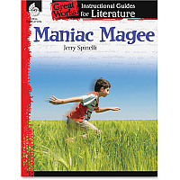 Shell Education Grade 4-8 Maniac Magee Instructional Guide Printed Book by Jerry Spinelli 72 Pages - Shell Educational Publishing Publication - Book - Grade 4-8 - 1 Each (40210)