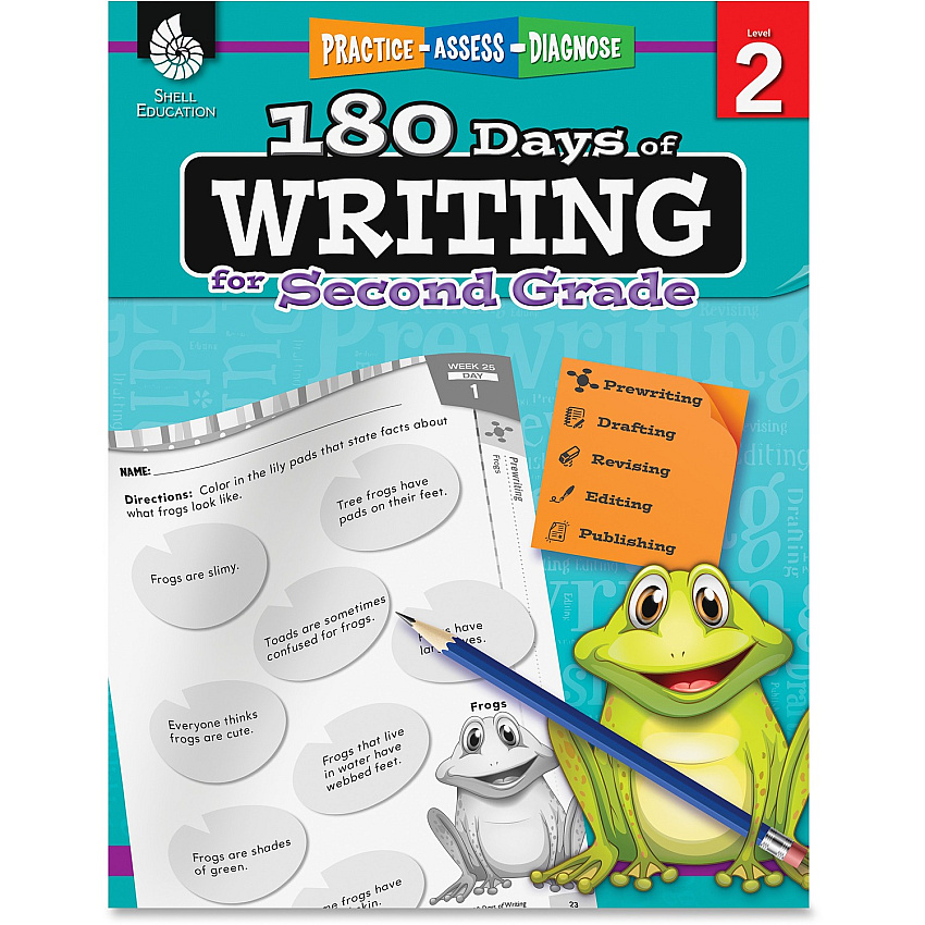 Shell Education 2nd Grade 180 Days of Writing Book Printed Book 216 Pages - Shell Educational Publishing Publication - Book - Grade 2 - 1 Each (51525)