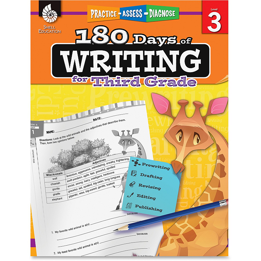 Shell Education 3rd Grade 180 Days of Writing Book Printed Book 216 Pages - Shell Educational Publishing Publication - Book - Grade 3 - 1 Each (51526)