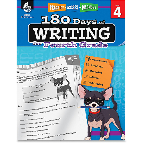 Shell Education 4th Grade 180 Days of Writing Book Printed Book 216 Pages - Shell Educational Publishing Publication - Book - Grade 4 - 1 Each (51527)