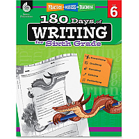 Shell Education 6th Grade 180 Days of Writing Book Printed Book 224 Pages - Shell Educational Publishing Publication - Book - Grade 6 - 1 Each (51529)