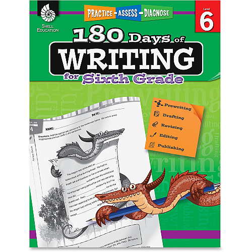 Shell Education 6th Grade 180 Days of Writing Book Printed Book 224 Pages - Shell Educational Publishing Publication - Book - Grade 6 - 1 Each (51529)