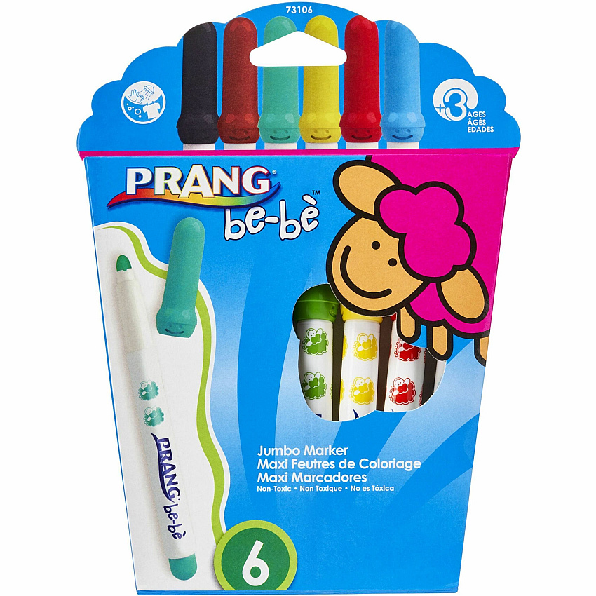 Prang be-be Jumbo Markers Washable - Assorted Ink - 6 / Set (73106)
