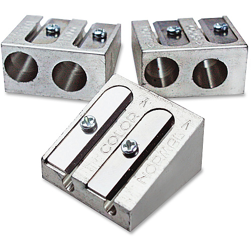 Eisen 2-hole All-Metal Sharpener 2 Hole(s) - 1" Height x 1" Width - Metal - Silver - 1 Each (02601)
