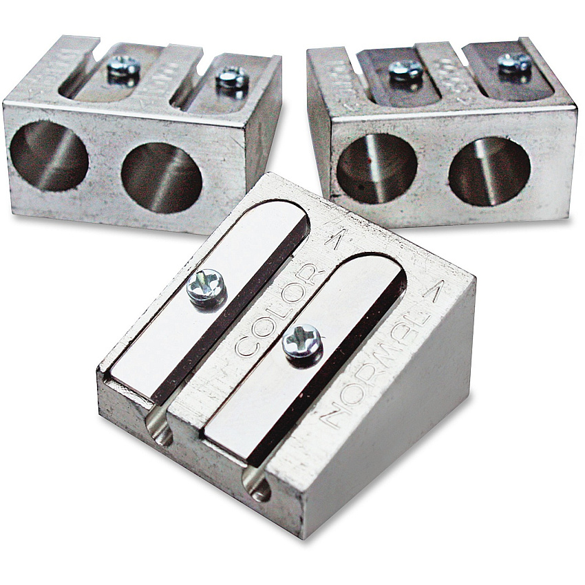 Eisen 2-hole All-Metal Sharpener 2 Hole(s) - 1" Height x 1" Width - Metal - Silver - 1 Each (02601)