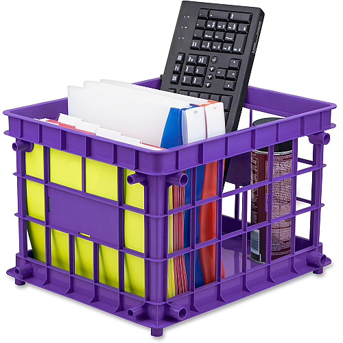 Storex Storage Crate External Dimensions: 14.3" Width x 17.3" Depth x 11.2" Height - Stackable - Assorted - For File, Classroom Supplies - Recycled - 3 / Set (61473U03C)