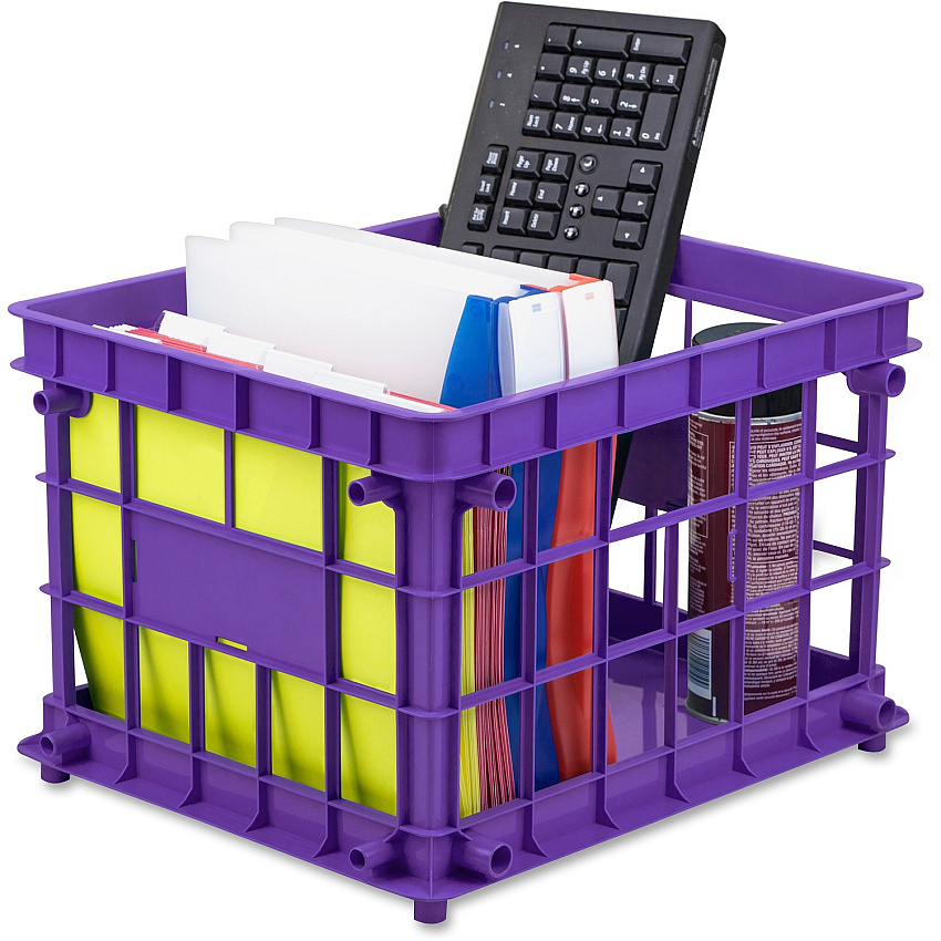 Storex Storage Crate External Dimensions: 14.3" Width x 17.3" Depth x 11.2" Height - Stackable - Assorted - For File, Classroom Supplies - Recycled - 3 / Set (61473U03C)