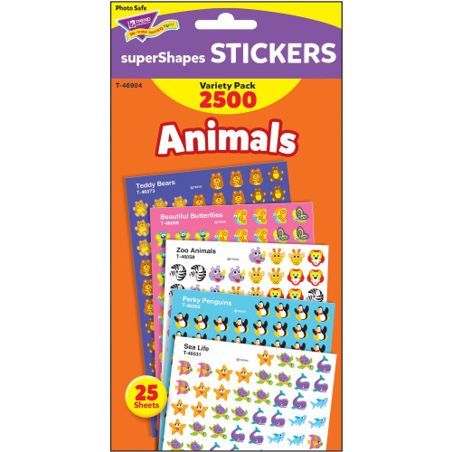 Trend Animals SuperShapes Stickers Variety Pack (46904)